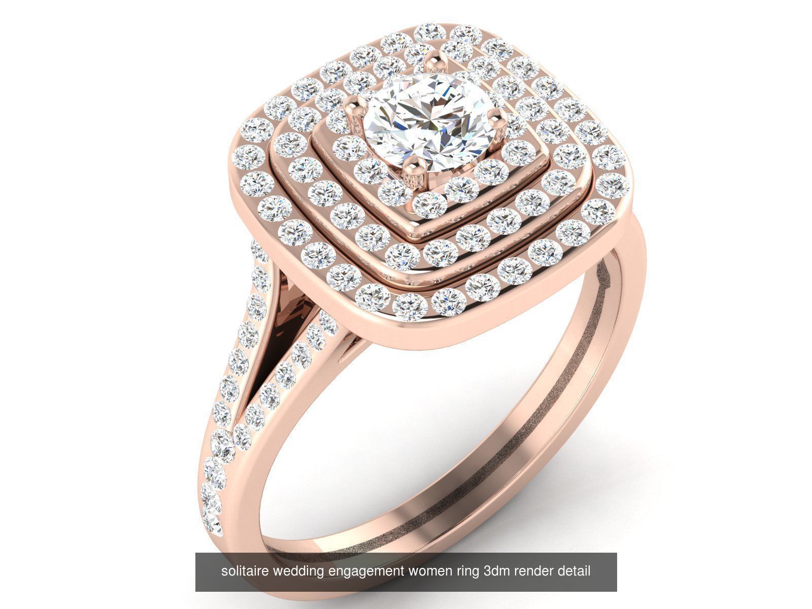 1000 solitaire wedding engagement women ring 3dm stl render 3D Model Collection_71