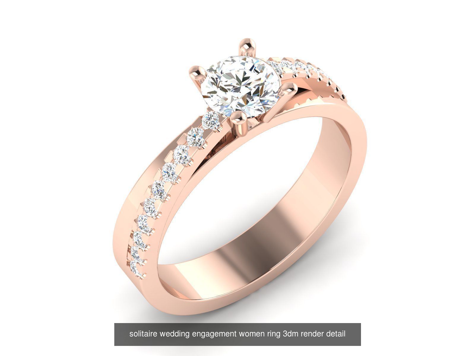 1000 solitaire wedding engagement women ring 3dm stl render 3D Model Collection_38