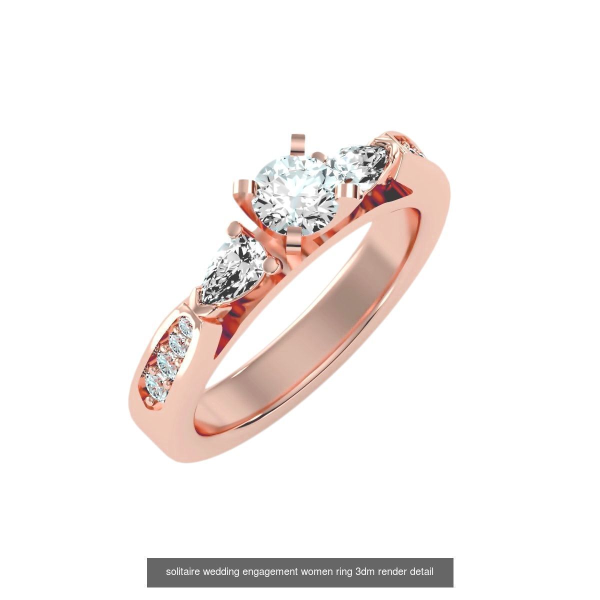 1000 solitaire wedding engagement women ring 3dm stl render 3D Model Collection_122