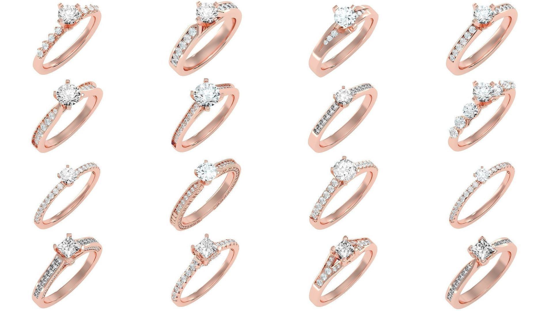 1000 solitaire wedding engagement women ring 3dm stl render 3D Model Collection_5