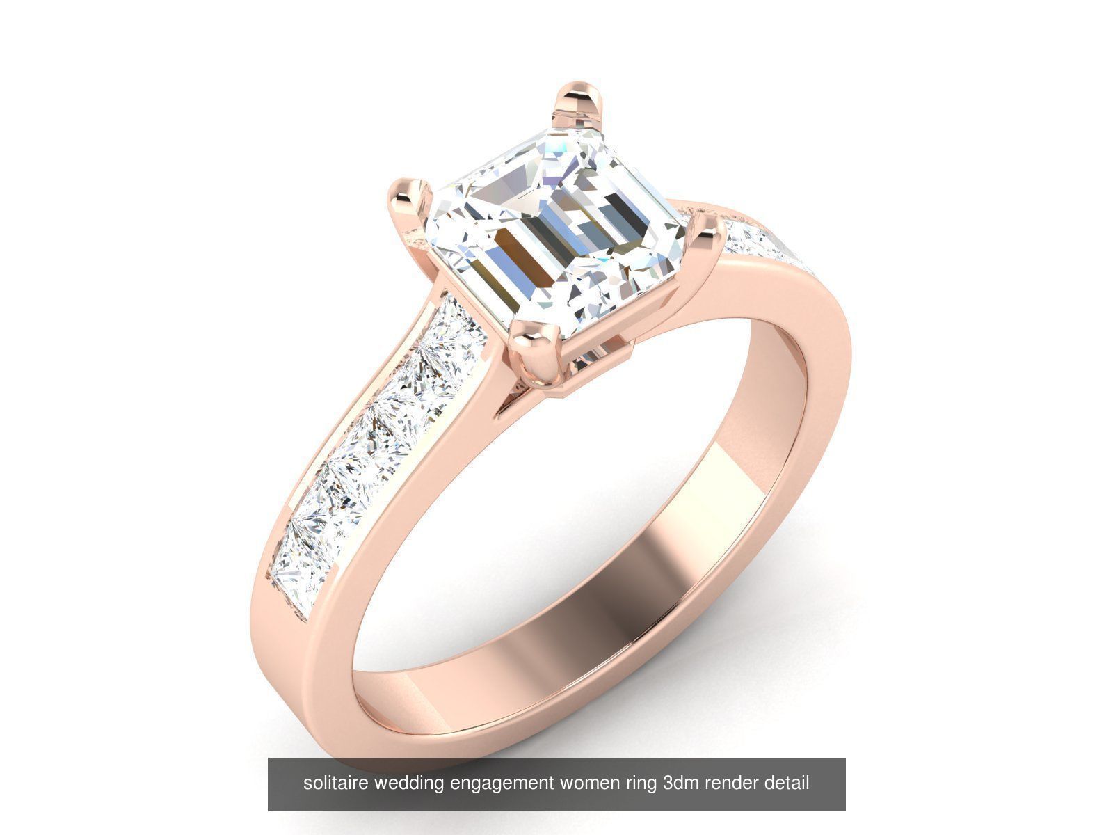 1000 solitaire wedding engagement women ring 3dm stl render 3D Model Collection_23