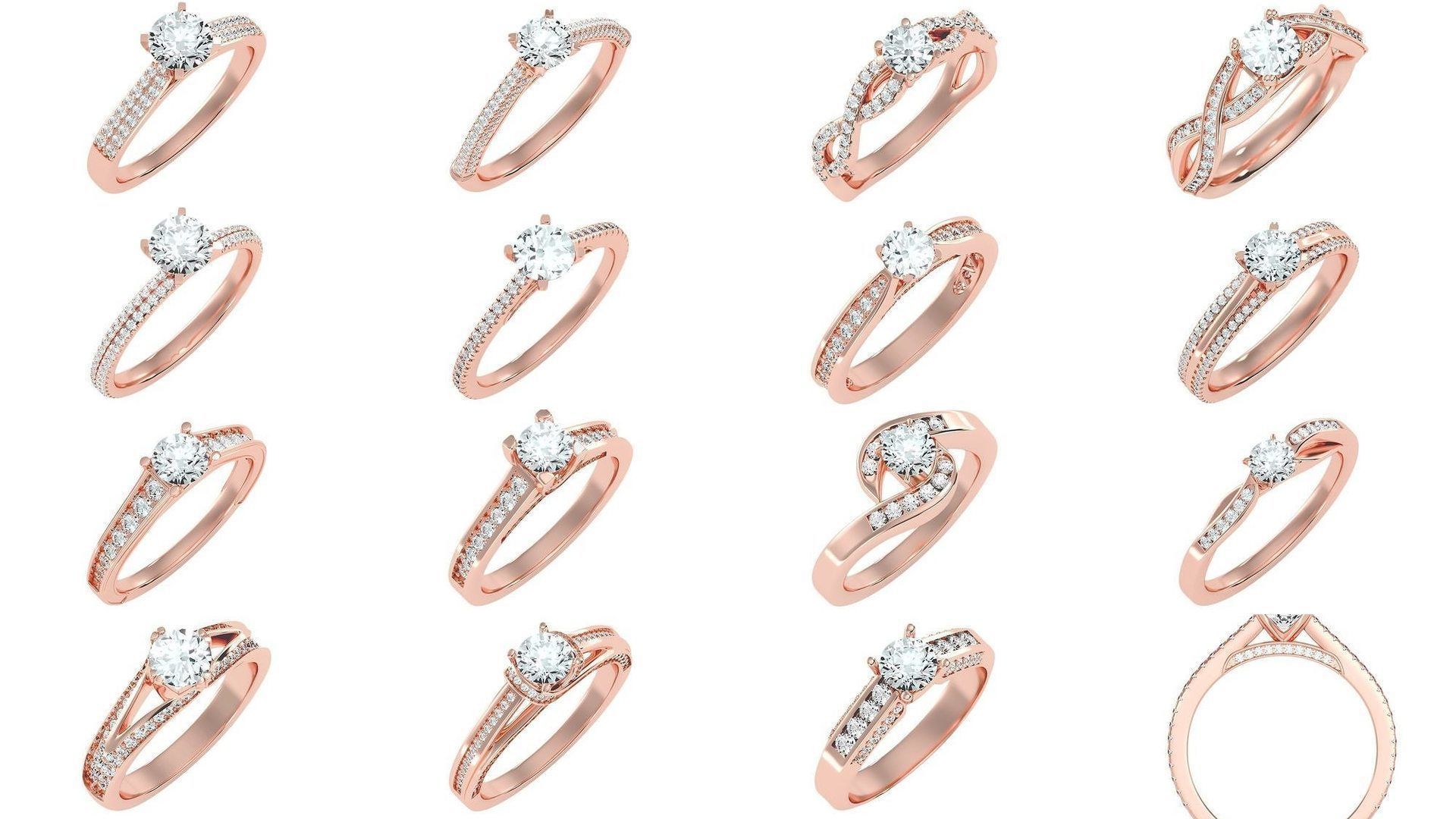 1000 solitaire wedding engagement women ring 3dm stl render 3D Model Collection_48