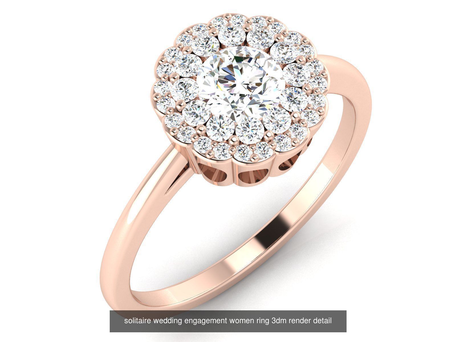 1000 solitaire wedding engagement women ring 3dm stl render 3D Model Collection_75