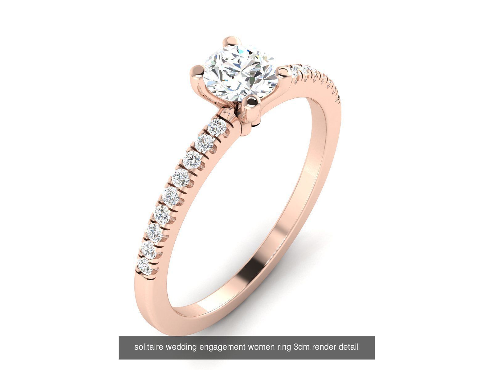 1000 solitaire wedding engagement women ring 3dm stl render 3D Model Collection_18