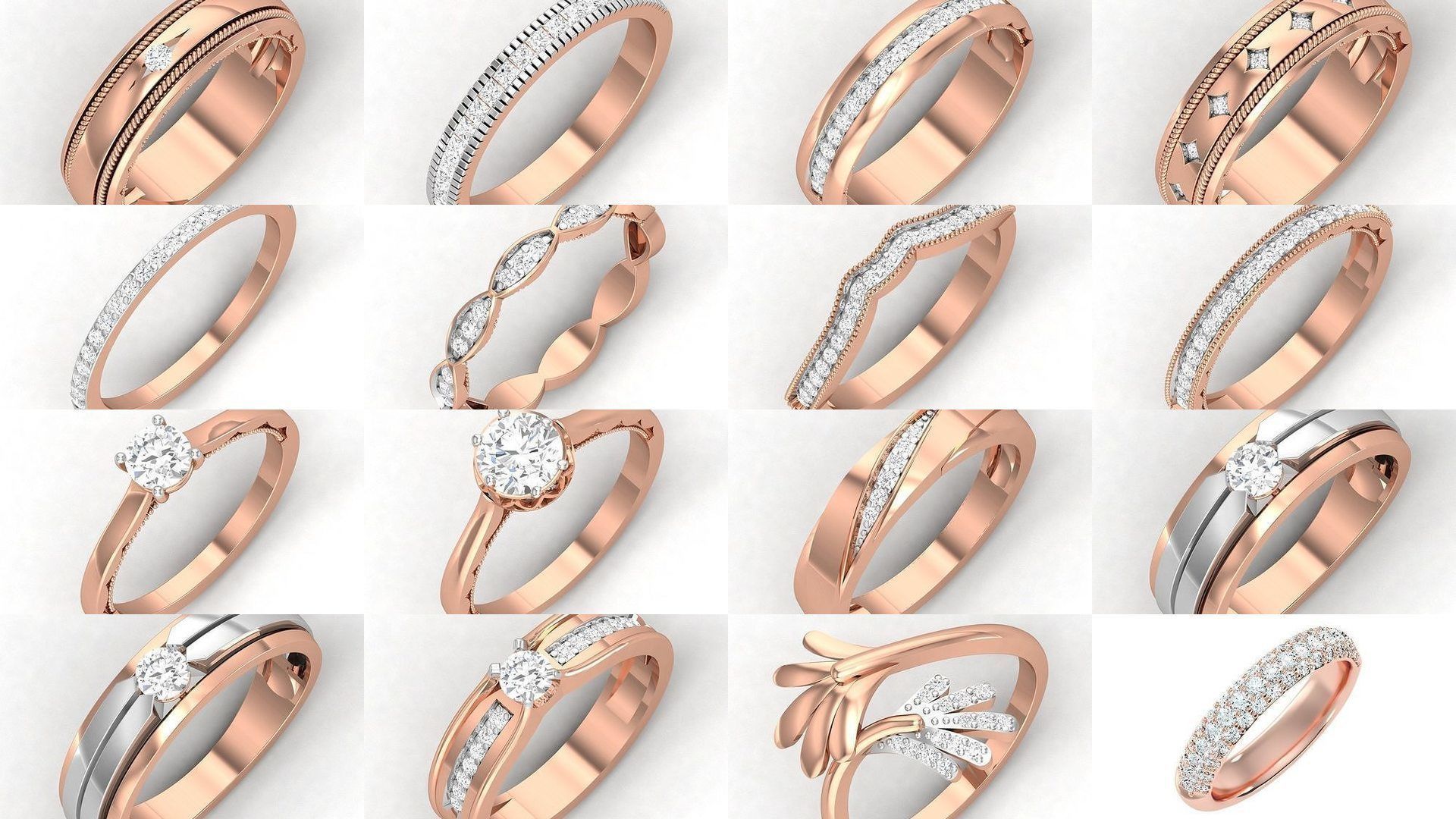 1000 solitaire wedding engagement women ring 3dm stl render 3D Model Collection_32