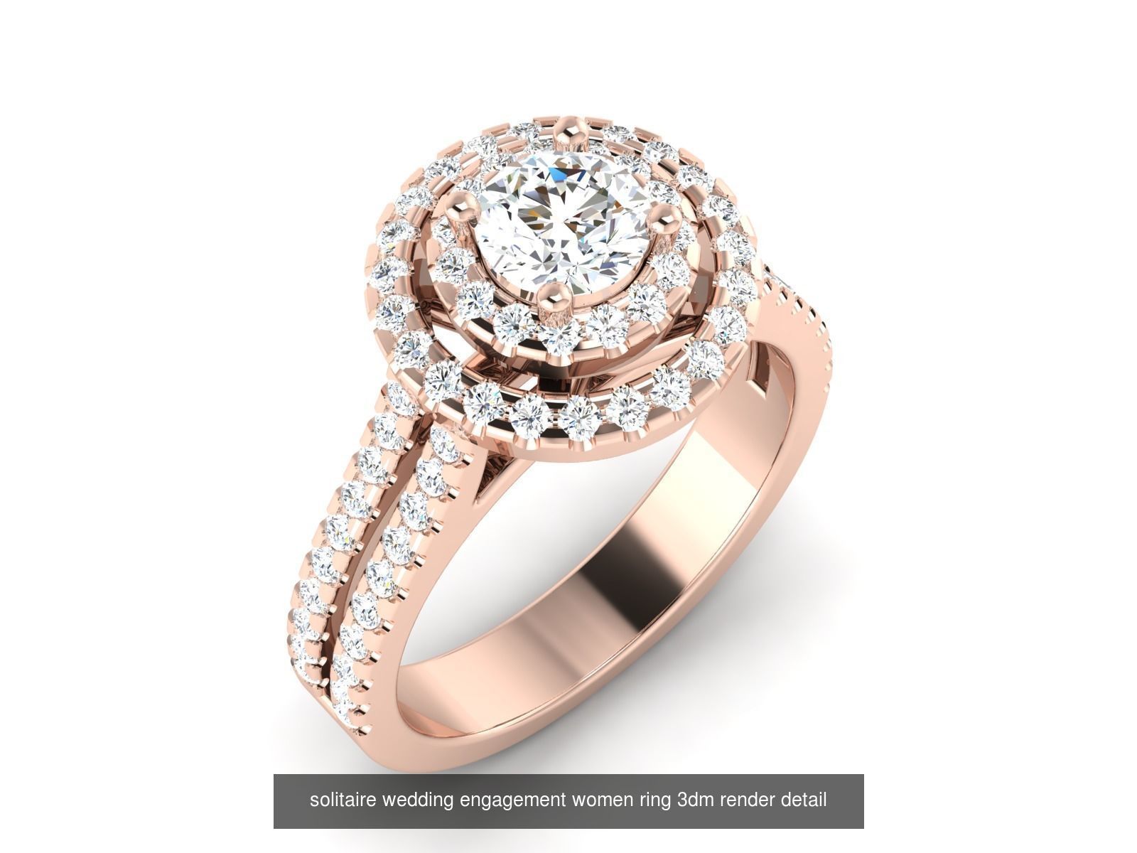 1000 solitaire wedding engagement women ring 3dm stl render 3D Model Collection_47