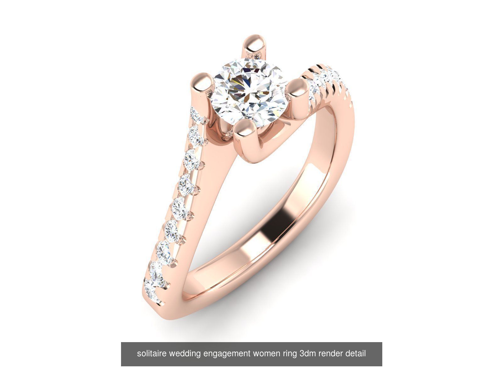 1000 solitaire wedding engagement women ring 3dm stl render 3D Model Collection_88