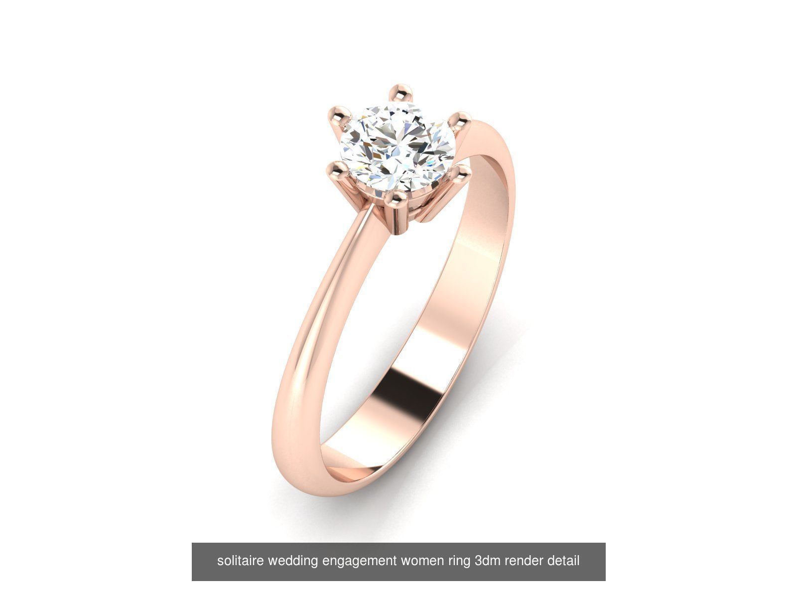 1000 solitaire wedding engagement women ring 3dm stl render 3D Model Collection_30