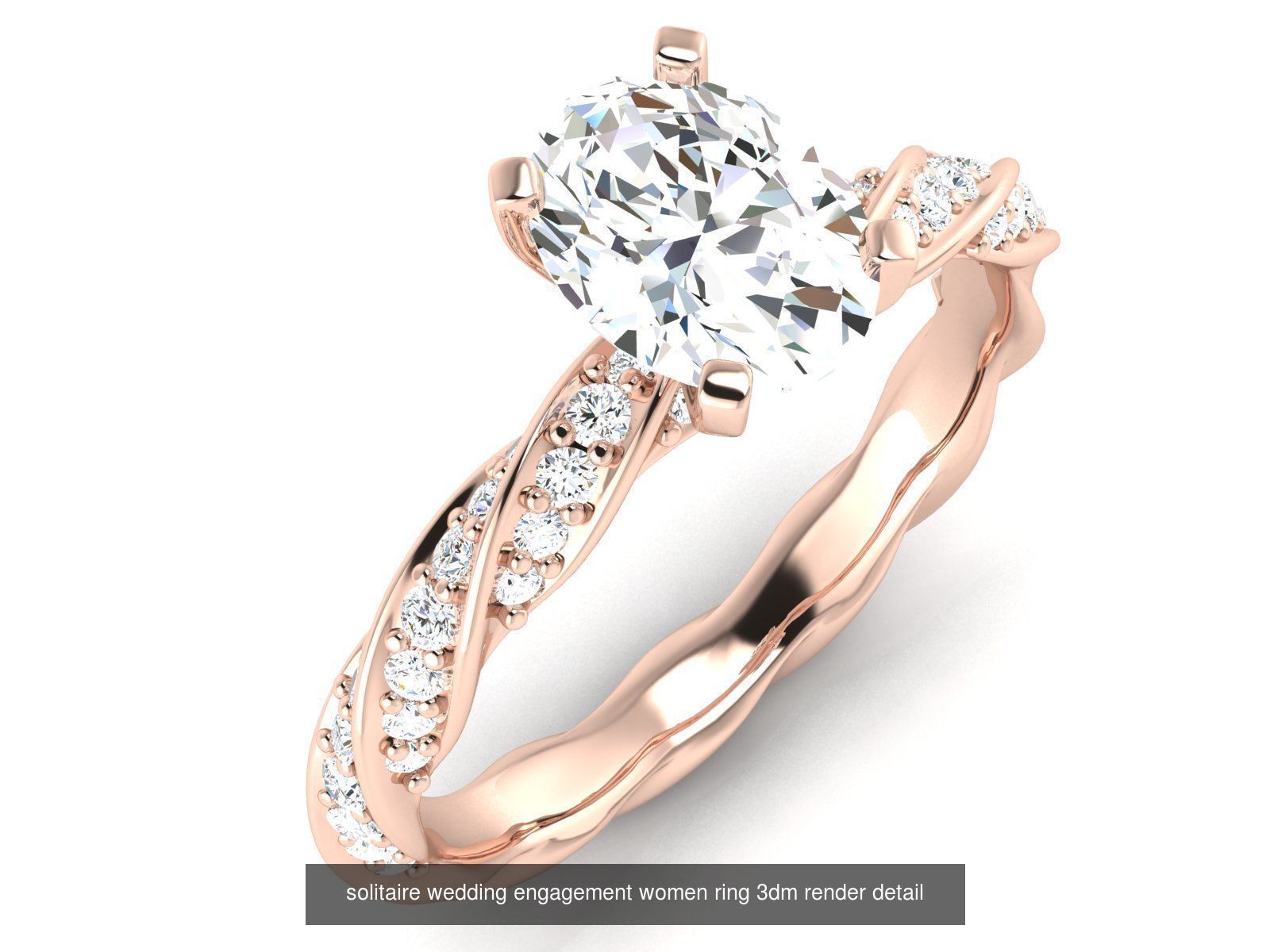 1000 solitaire wedding engagement women ring 3dm stl render 3D Model Collection_77