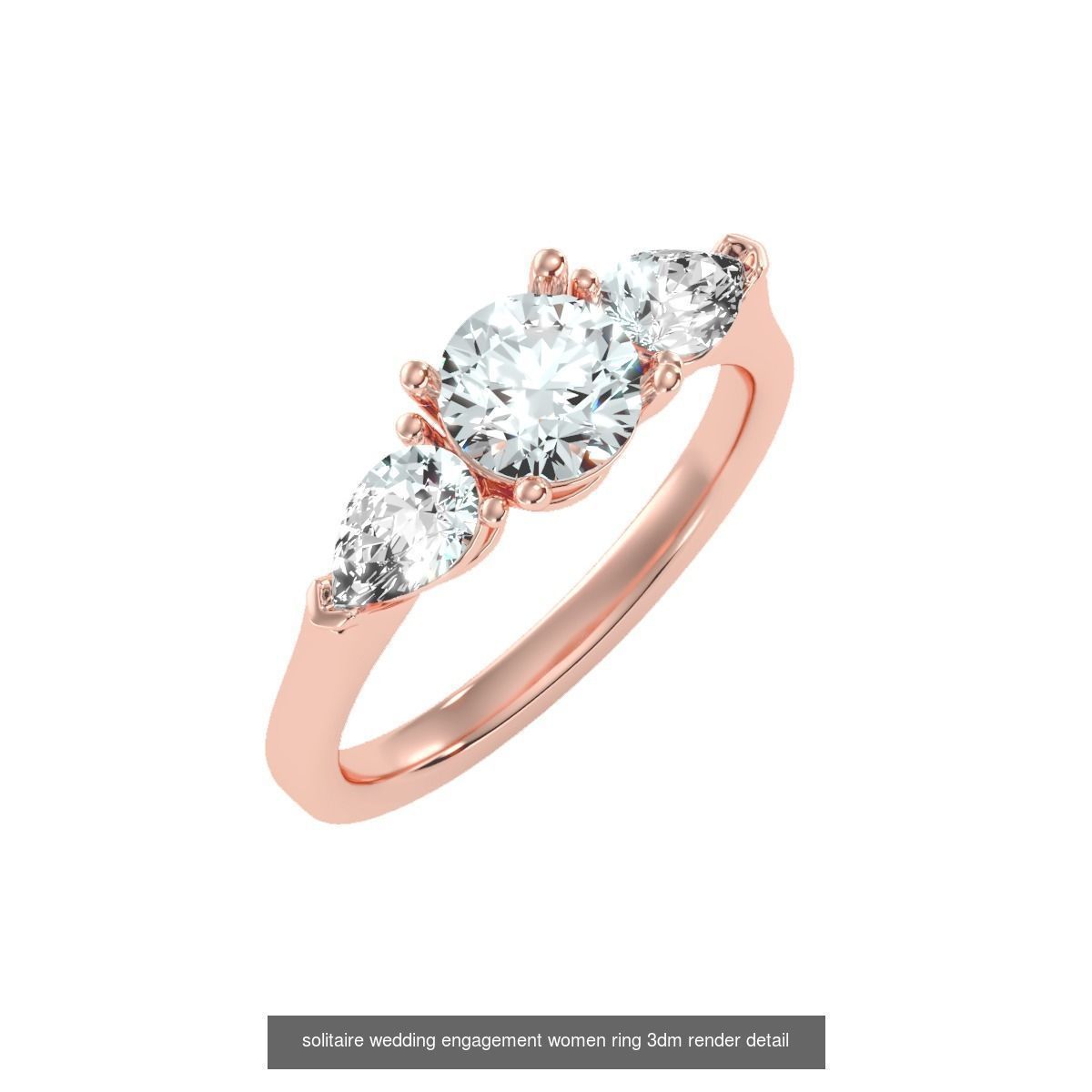 1000 solitaire wedding engagement women ring 3dm stl render 3D Model Collection_109