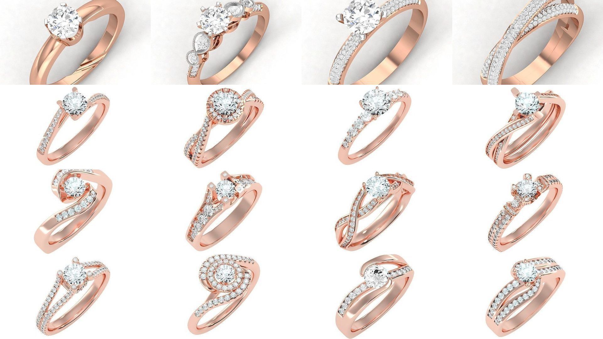 1000 solitaire wedding engagement women ring 3dm stl render 3D Model Collection_13