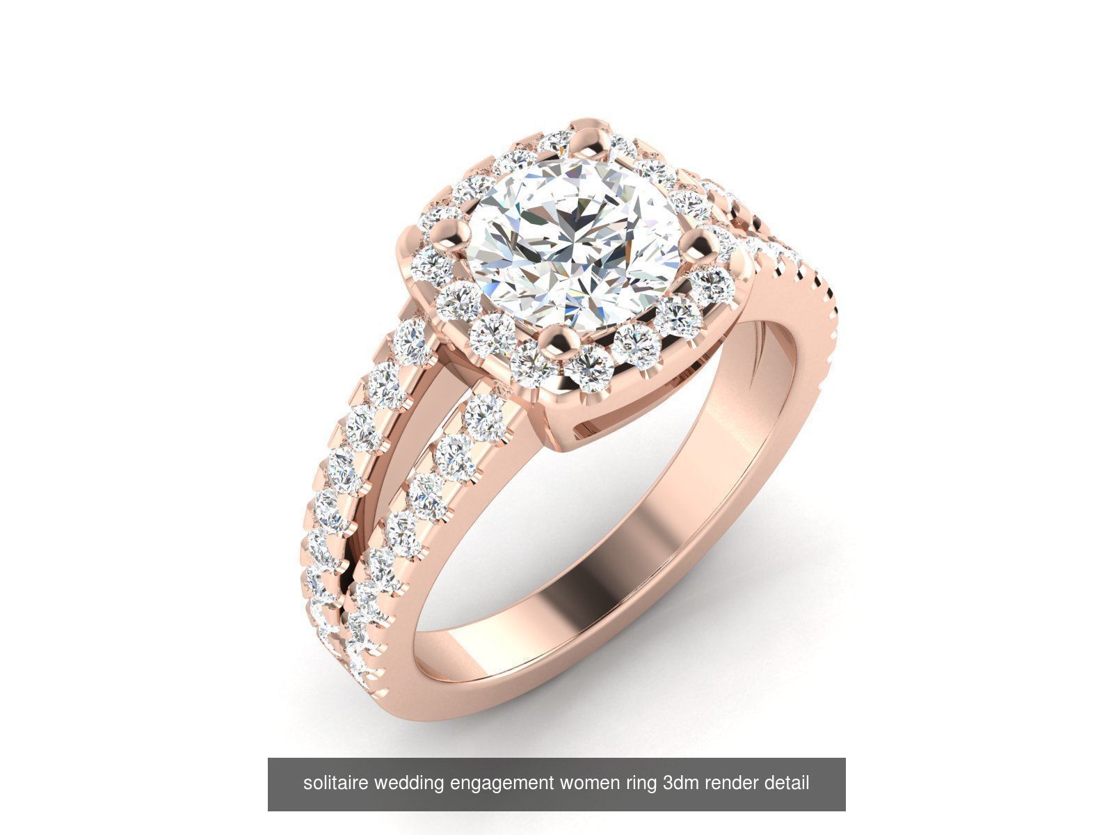 1000 solitaire wedding engagement women ring 3dm stl render 3D Model Collection_62