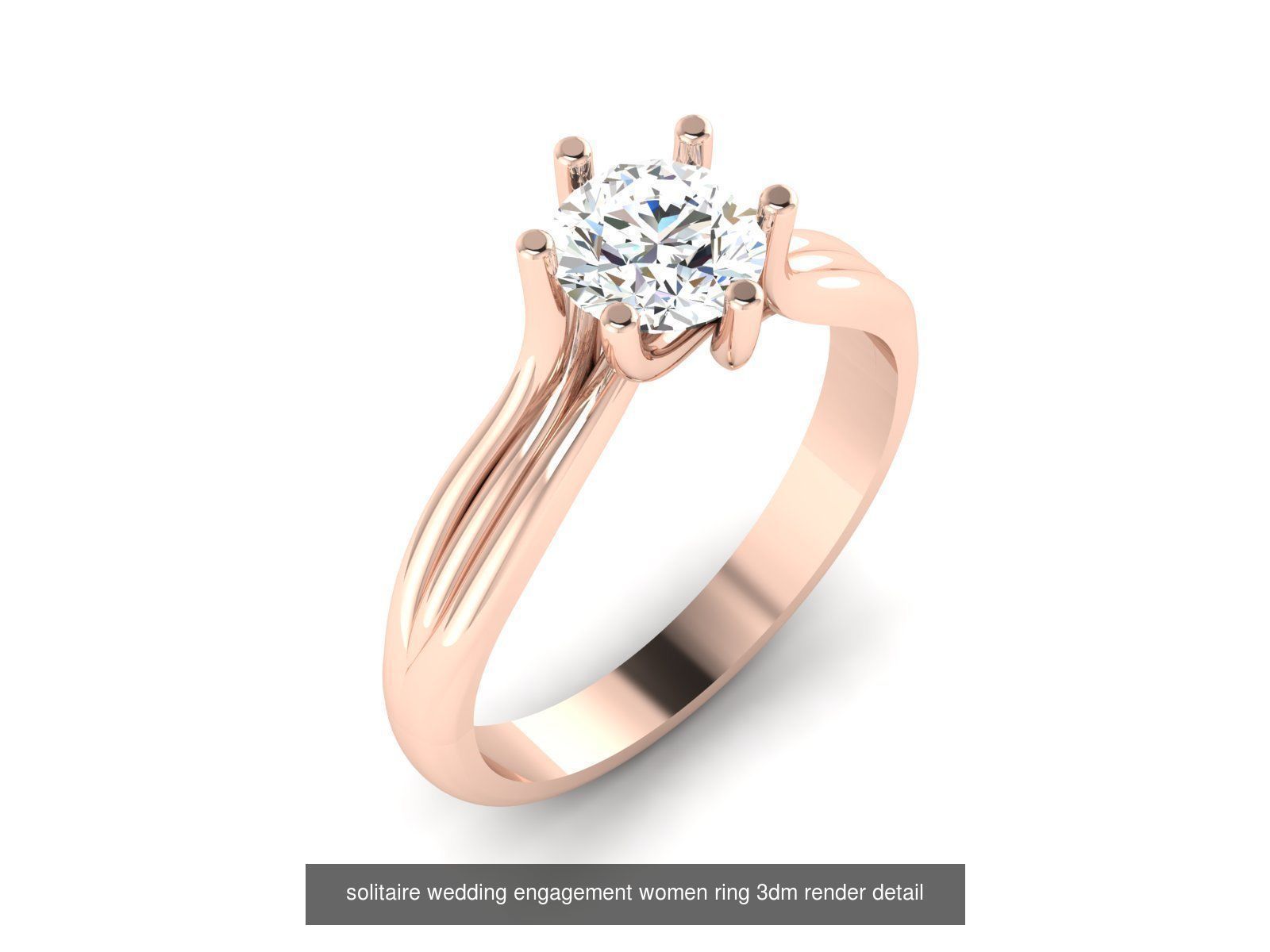1000 solitaire wedding engagement women ring 3dm stl render 3D Model Collection_82