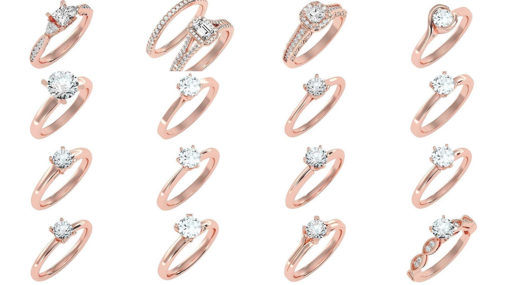 1000 solitaire wedding engagement women ring 3dm stl render 3D Model Collection_46