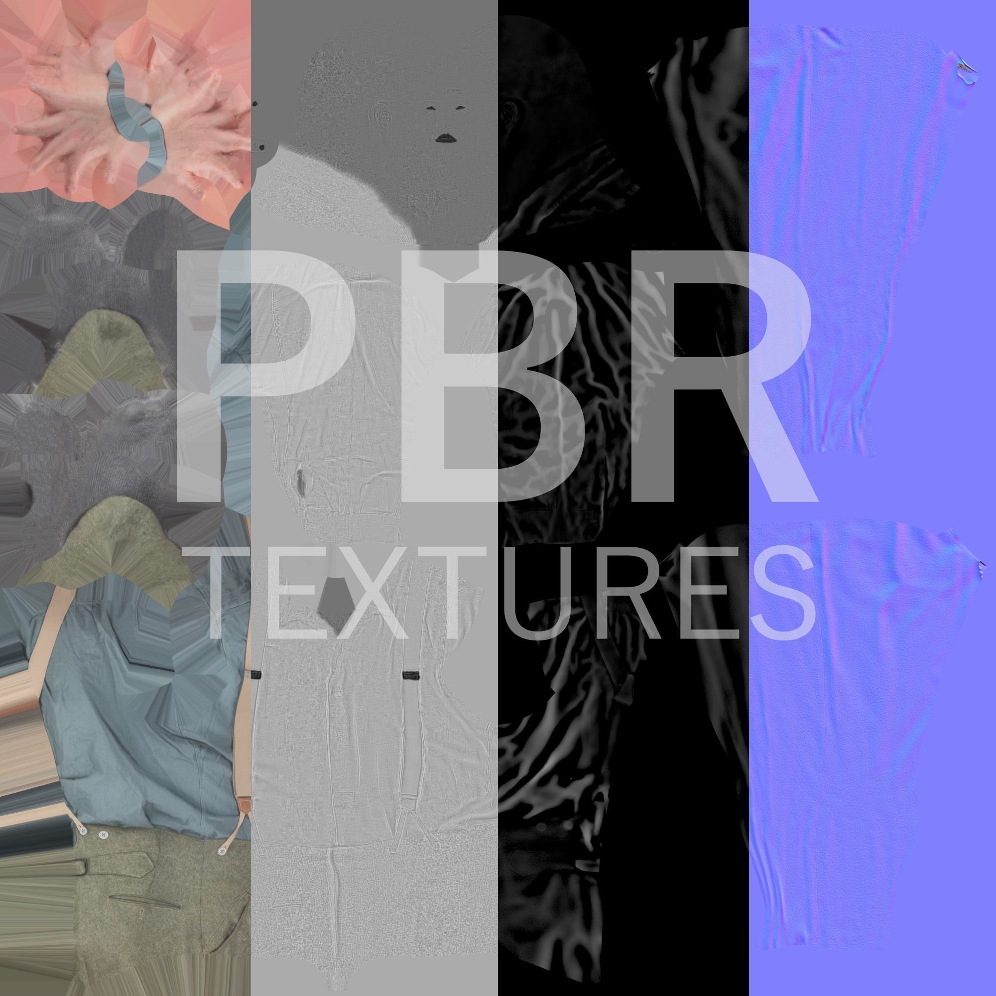 Bald man in shirt and pants with suspenders 182 Low-poly 3D model_8