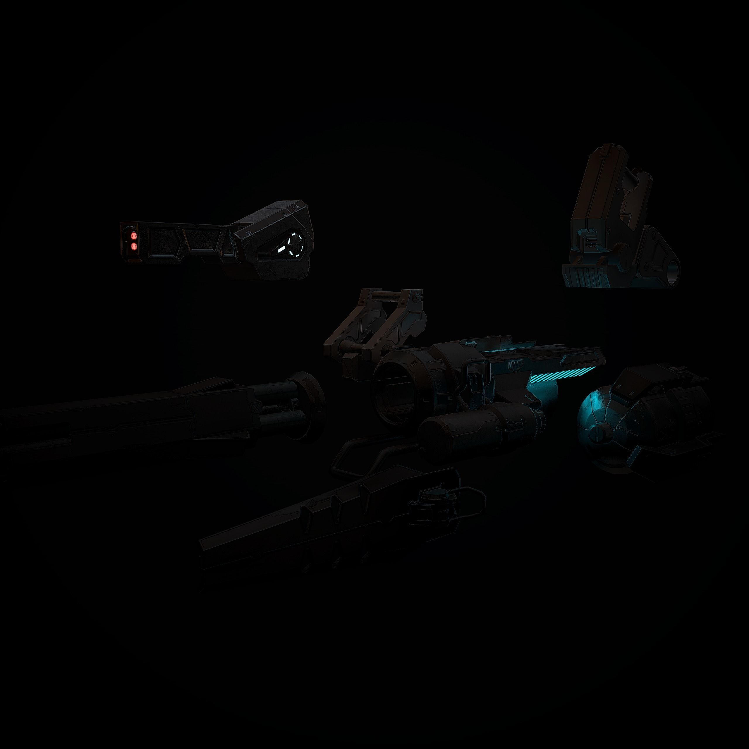 Low poly gun weapon Low-poly 3D model_6