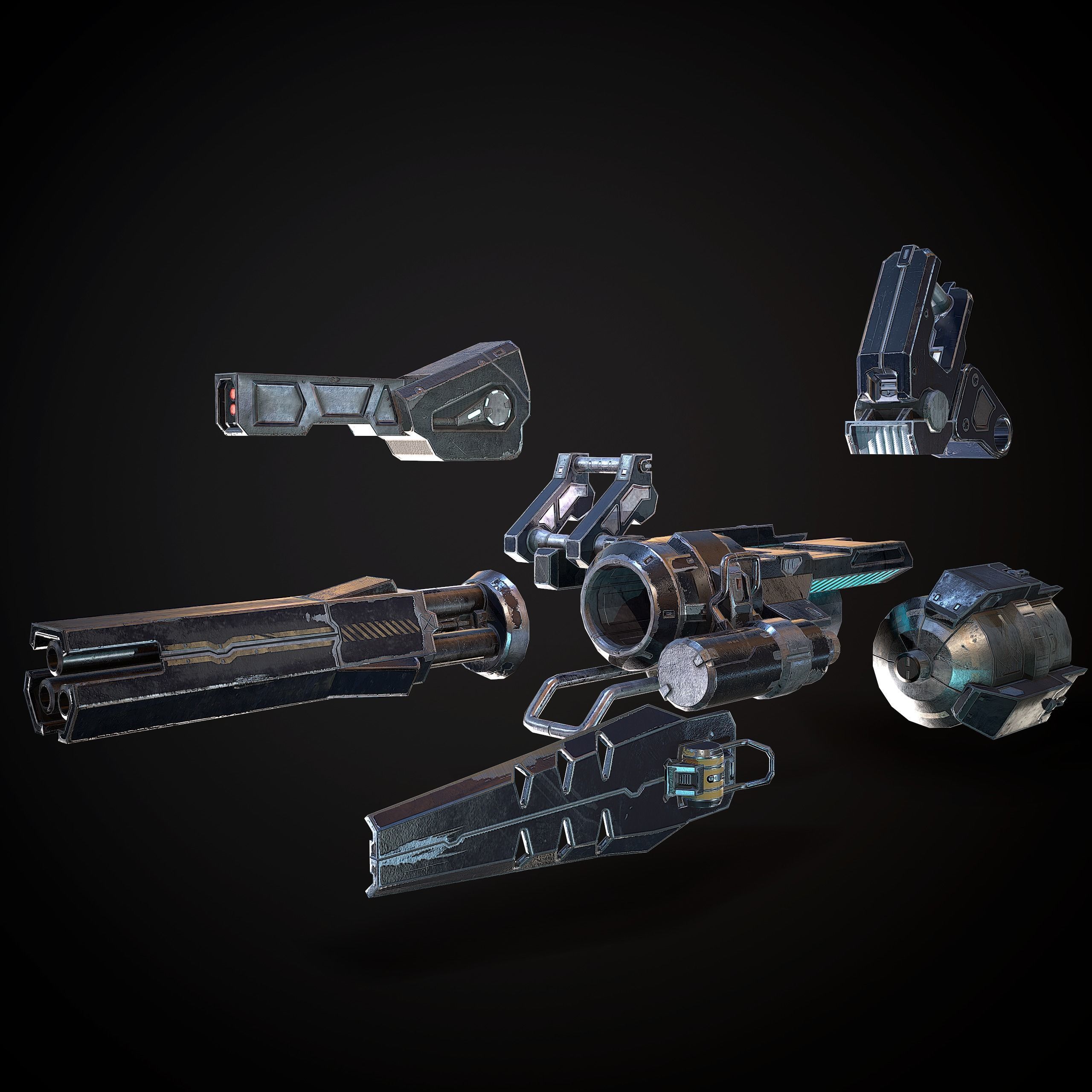 Low poly gun weapon Low-poly 3D model_2