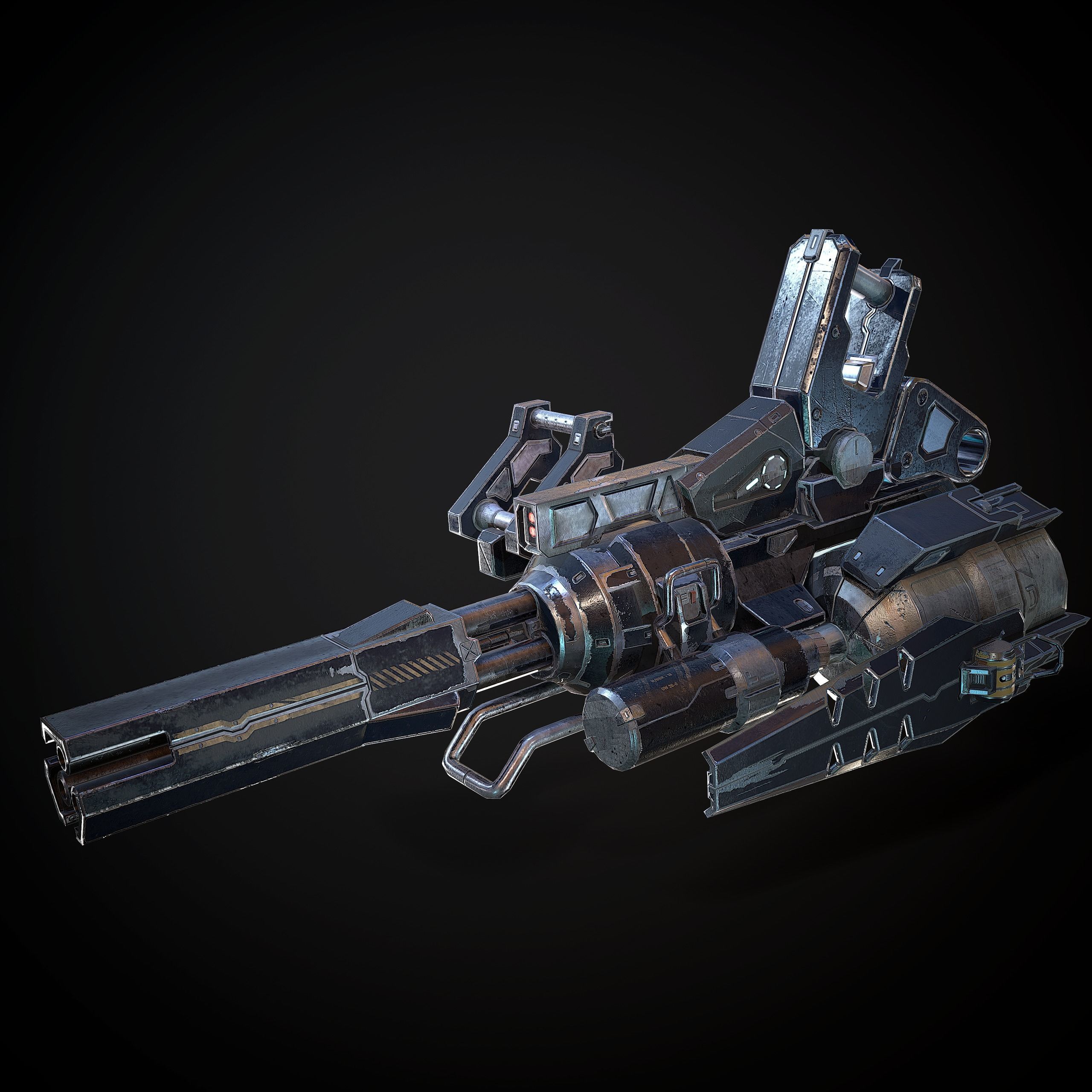 Low poly gun weapon Low-poly 3D model_1