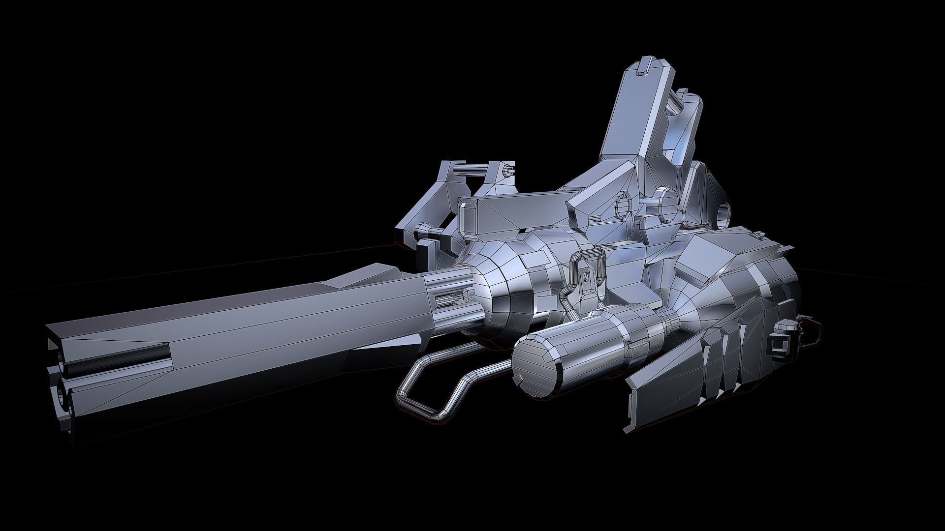 Low poly gun weapon Low-poly 3D model_8