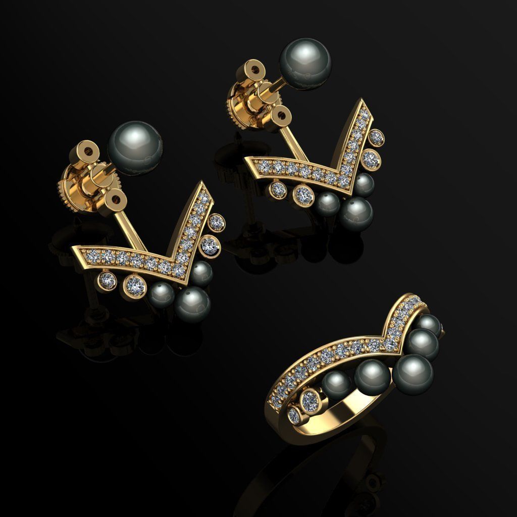 Ring and Earrings 40 3D print model_1