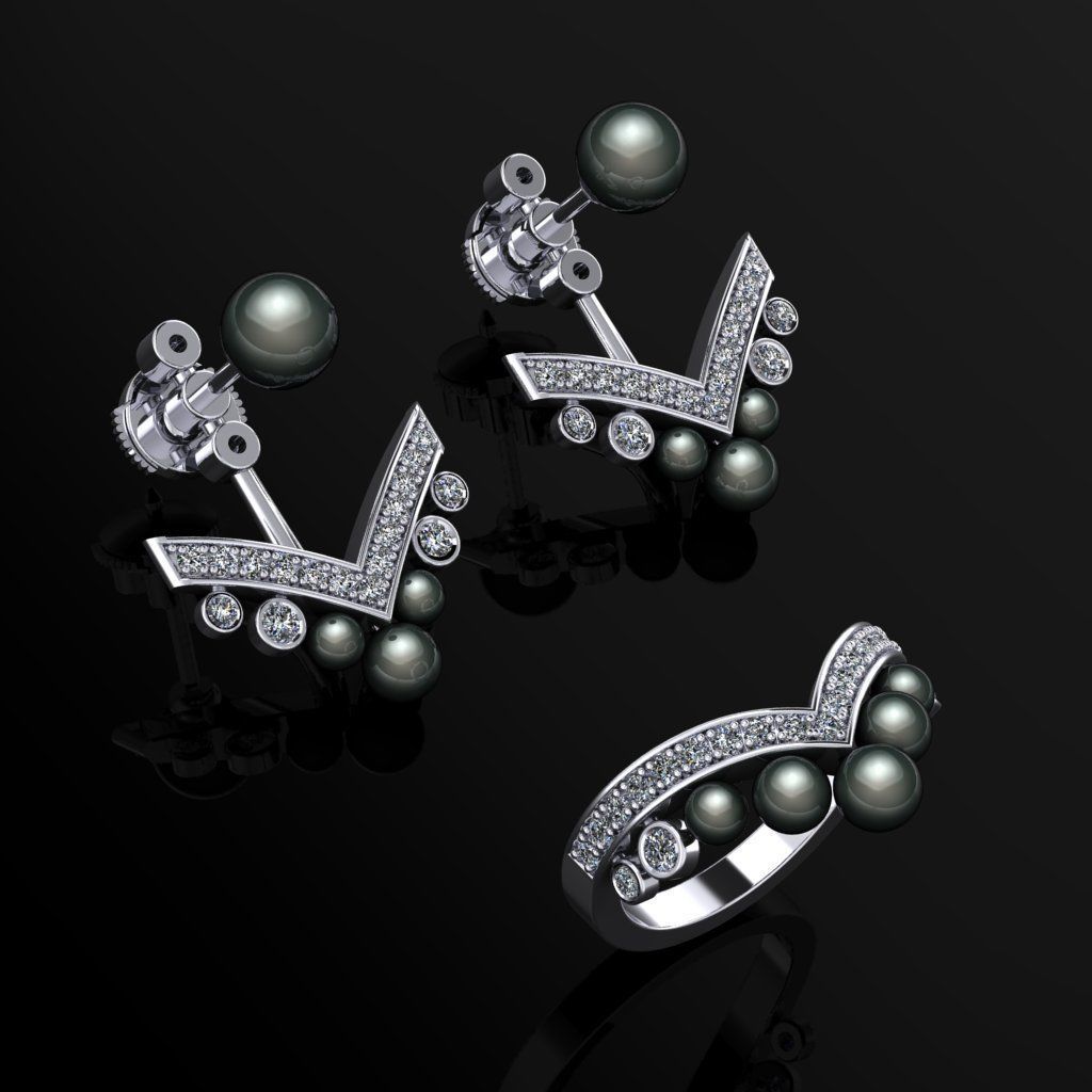 Ring and Earrings 40 3D print model_3