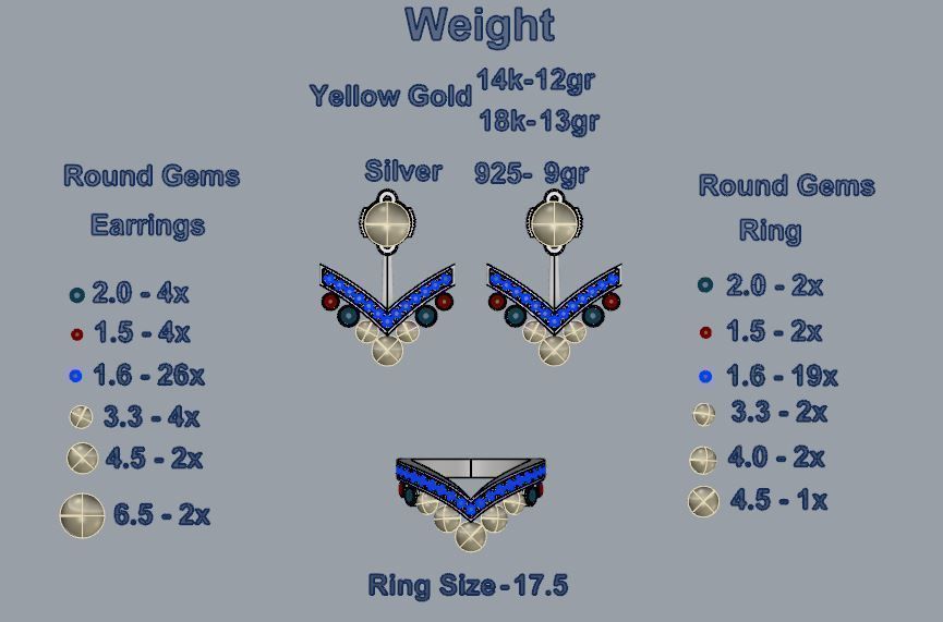 Ring and Earrings 40 3D print model_4