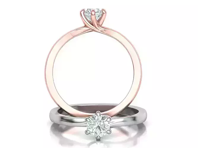 Six Twisted prongs Engagement ring 3dmodel 3D print model
