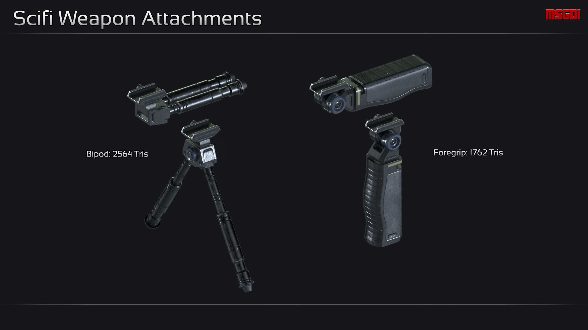 Scifi Modular Weapon Attachments Low-poly 3D model_4