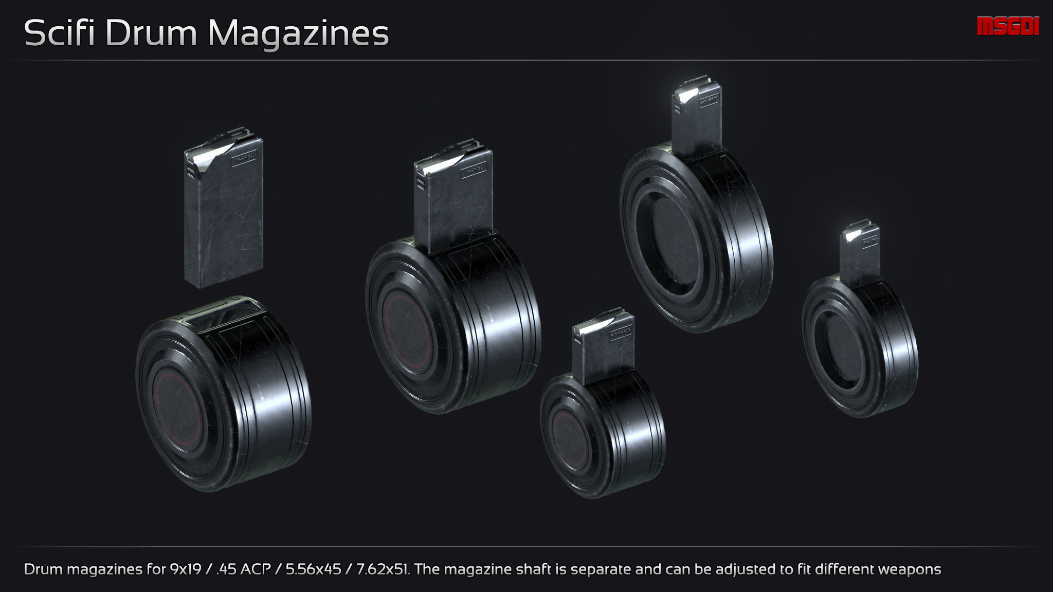 Scifi Modular Weapon Attachments Low-poly 3D model_5