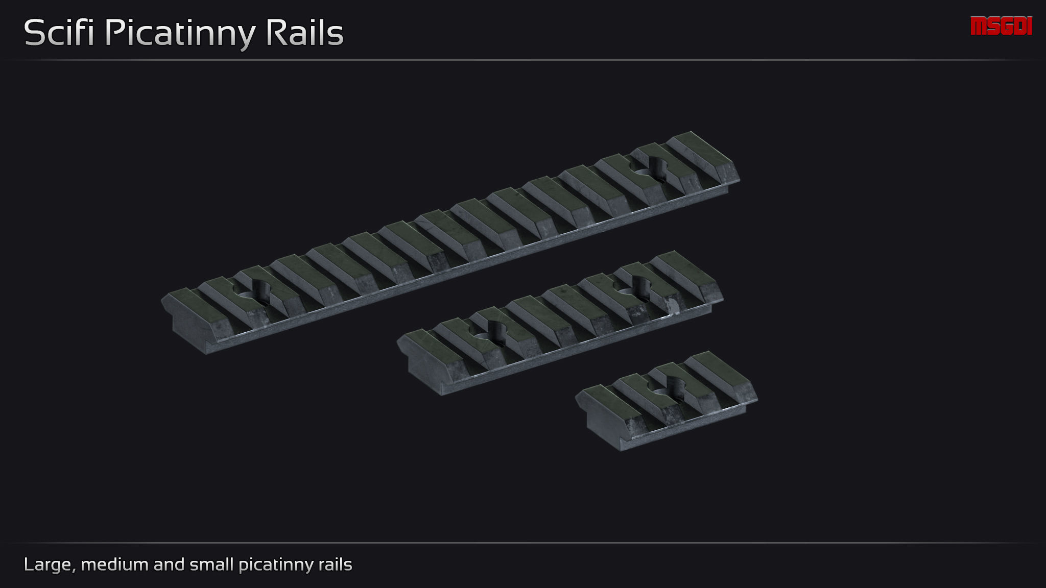 Scifi Modular Weapon Attachments Low-poly 3D model_6
