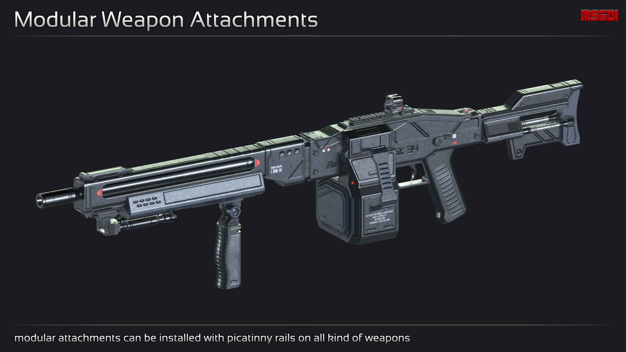 Scifi Modular Weapon Attachments Low-poly 3D model_8