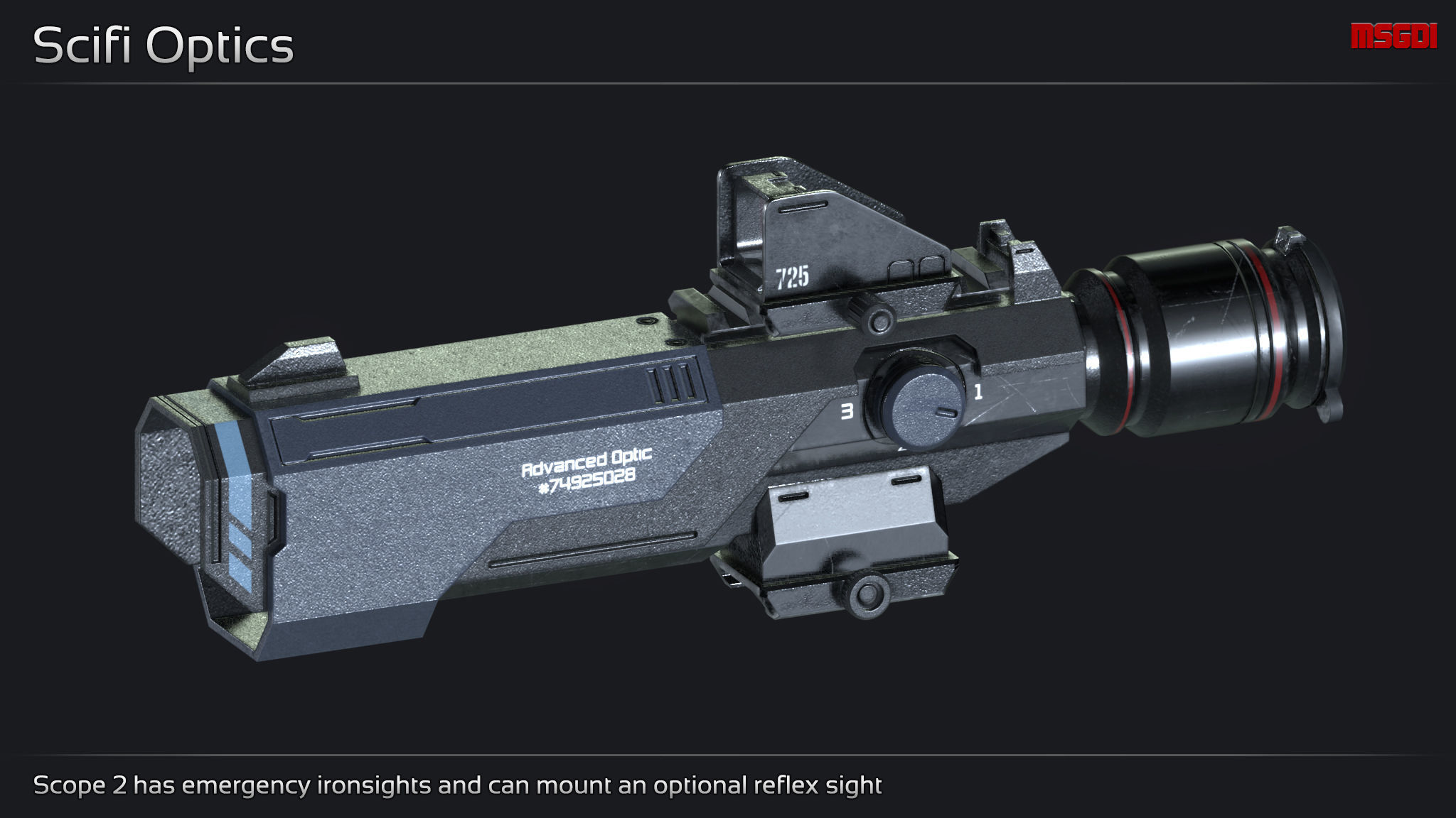 Scifi Modular Weapon Attachments Low-poly 3D model_2