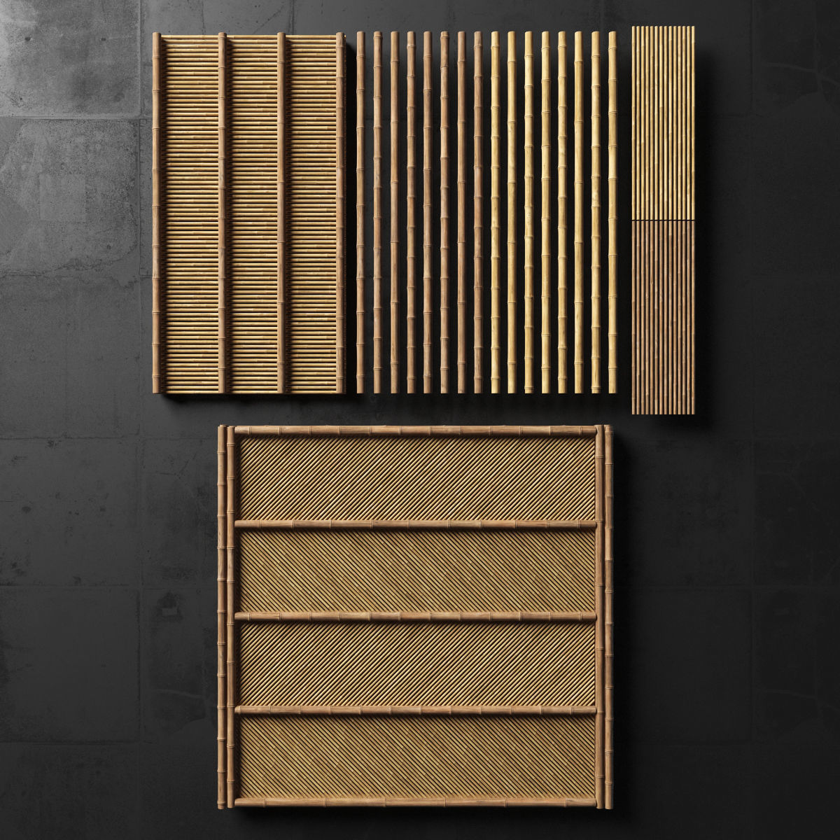 Ceiling bamboo angle n1 3D model_4