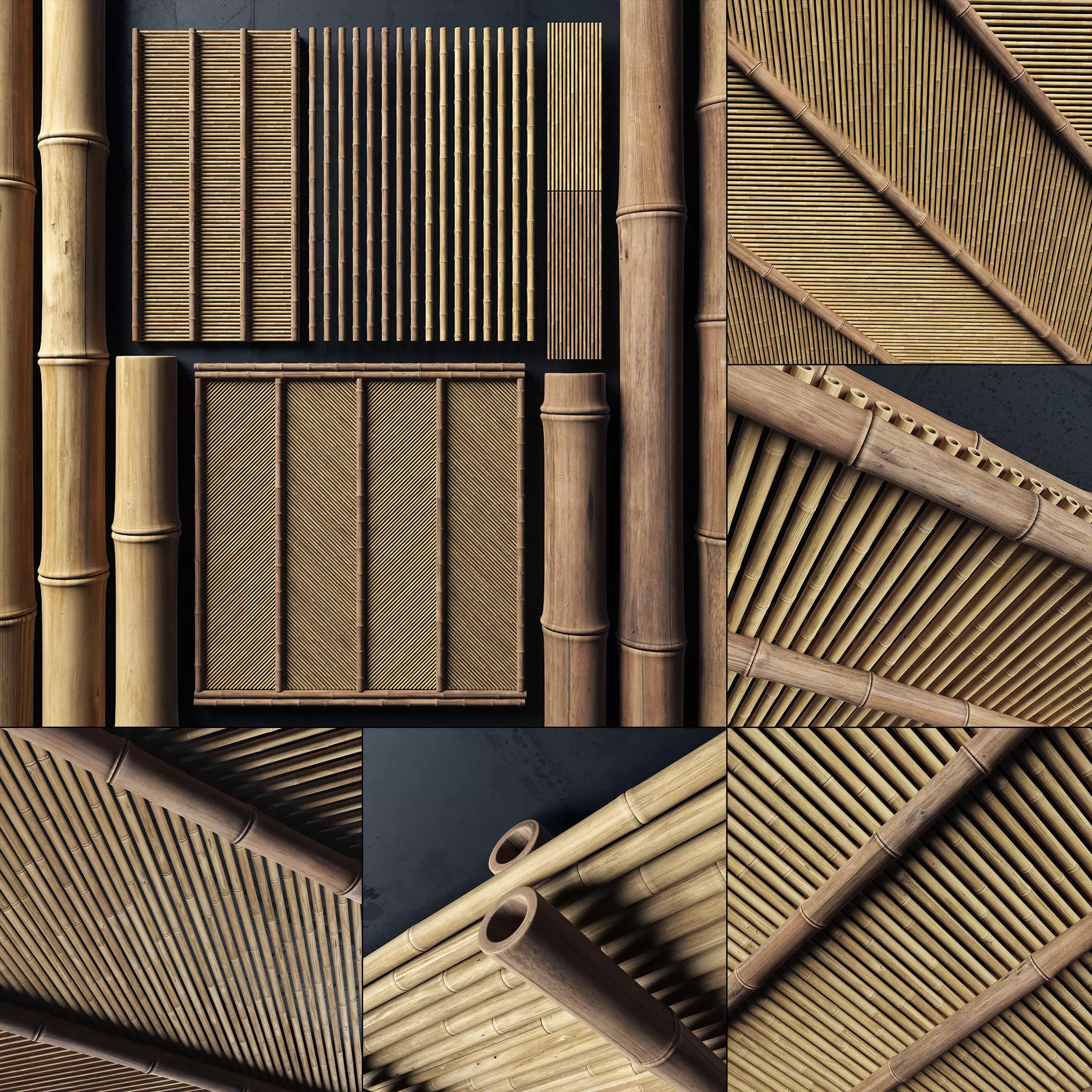 Ceiling bamboo angle n1 3D model_0