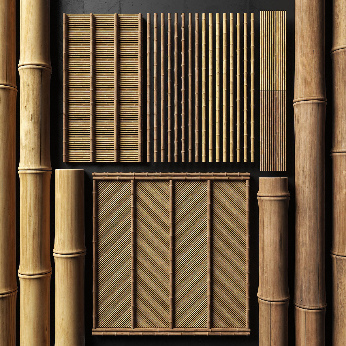 Ceiling bamboo angle n1 3D model_3