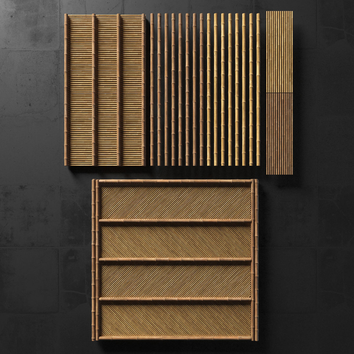 Ceiling bamboo angle n1 3D model_5