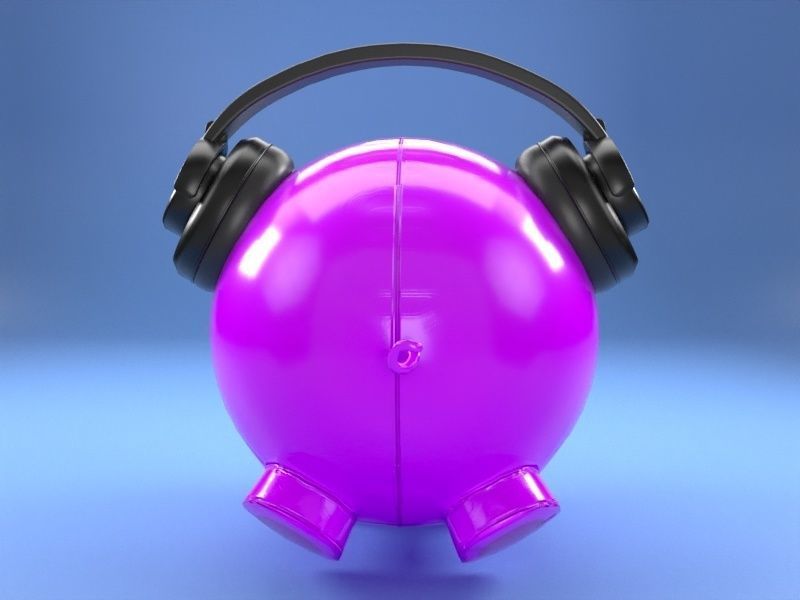 DJ Pig Balloon Free low-poly 3D model_2
