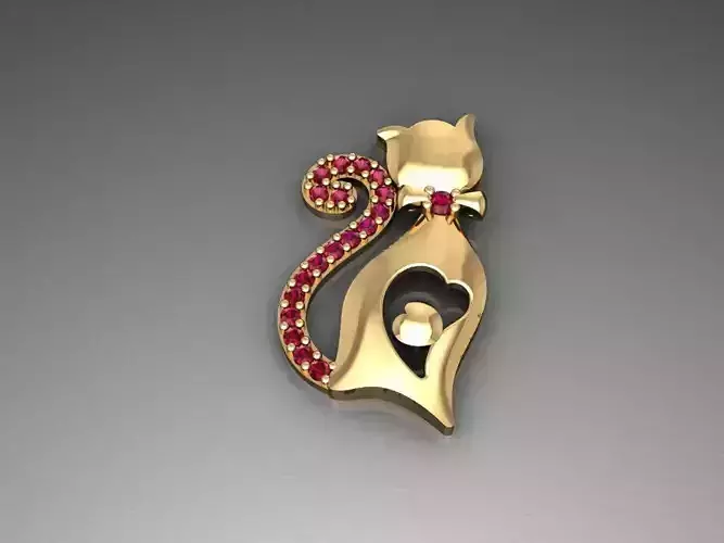 H98- Diamond  cat Necklace