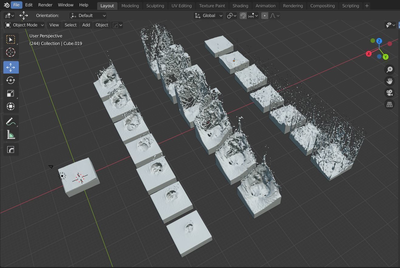 Animated Water - isometric cubes - realistic splash effects 3D model_4
