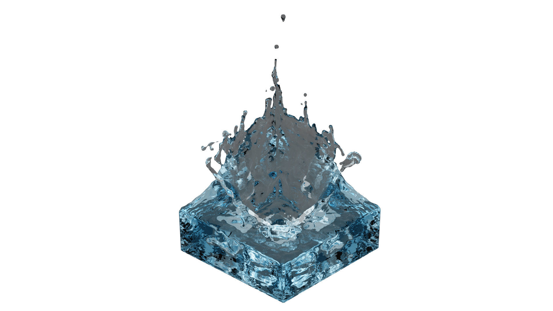 Animated Water - isometric cubes - realistic splash effects 3D model_1