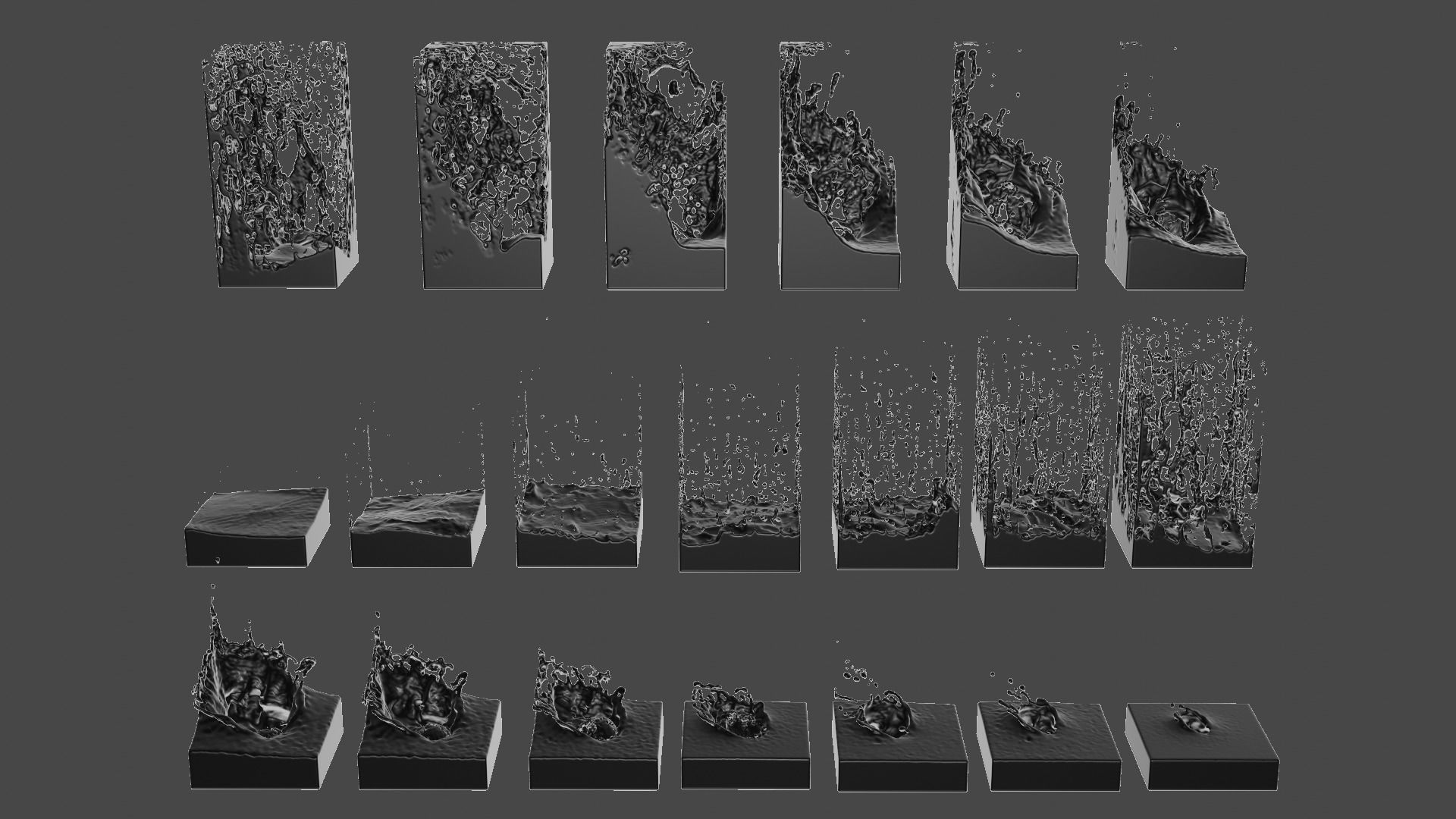 Animated Water - isometric cubes - realistic splash effects 3D model_8