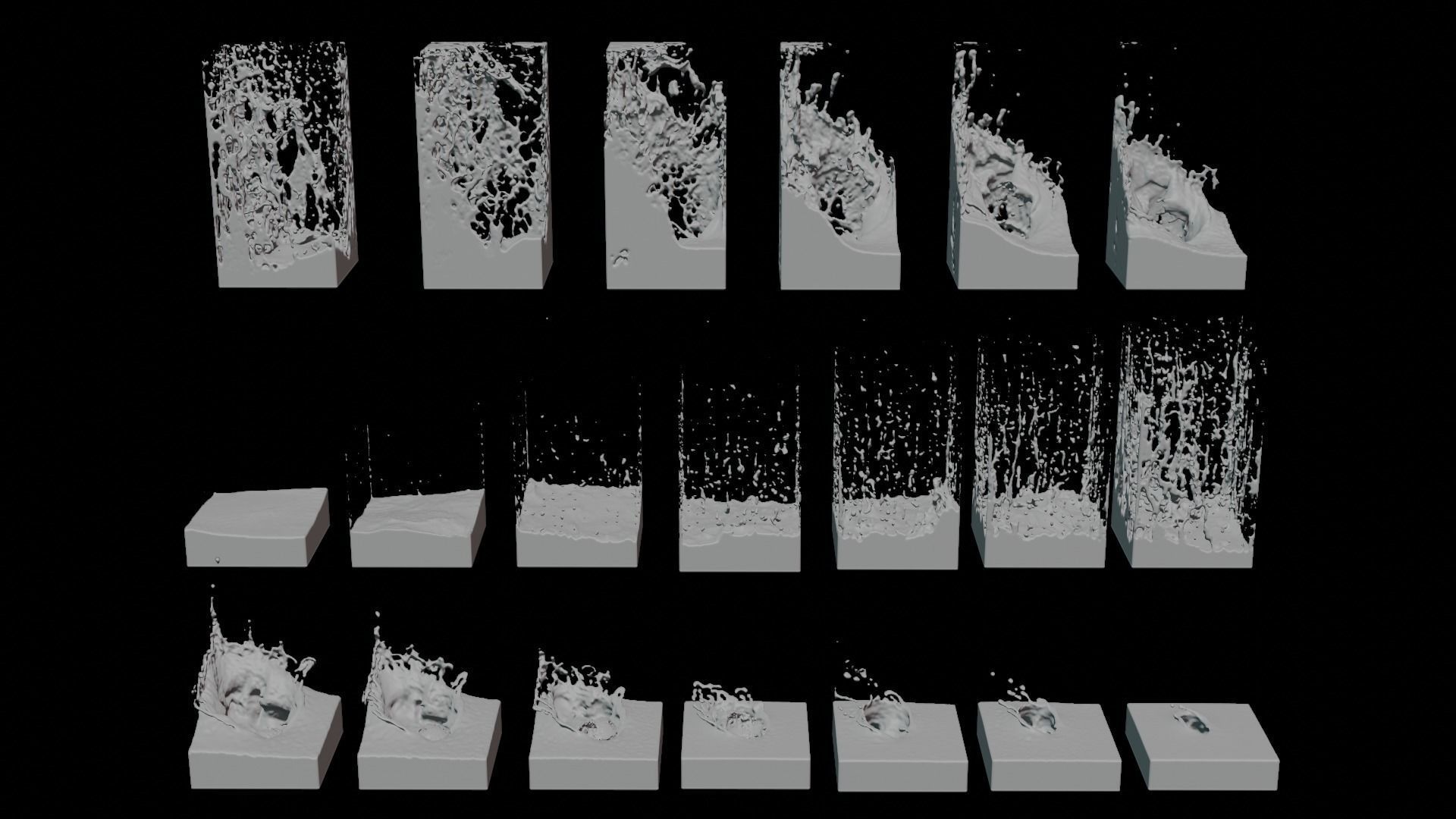 Animated Water - isometric cubes - realistic splash effects 3D model_7