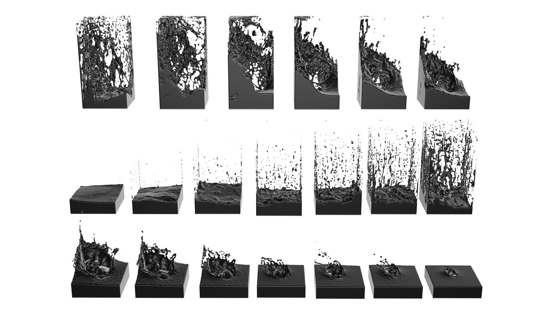 Animated Water - isometric cubes - realistic splash effects 3D model_6