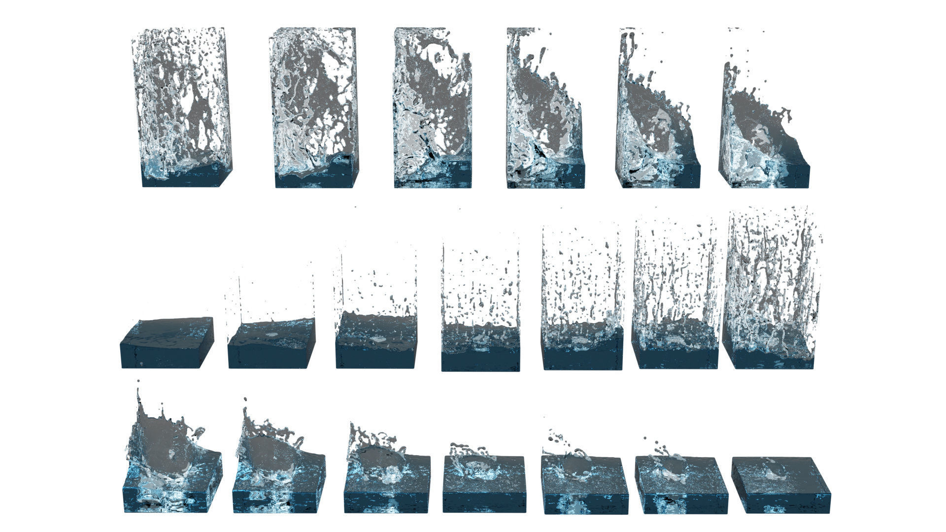 Animated Water - isometric cubes - realistic splash effects 3D model_5