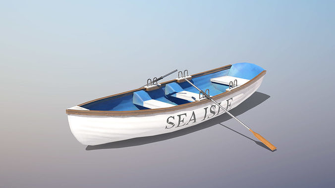 Boat With Oars Low-poly 3D model