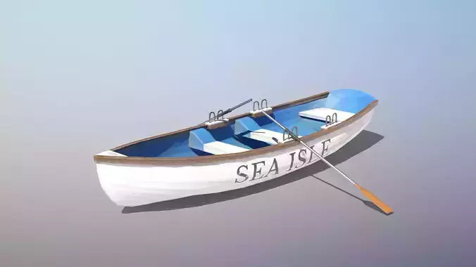 Boat With Oars Low-poly 3D model
