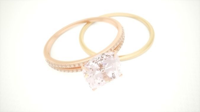 Engagement and Wedding rings 3D model