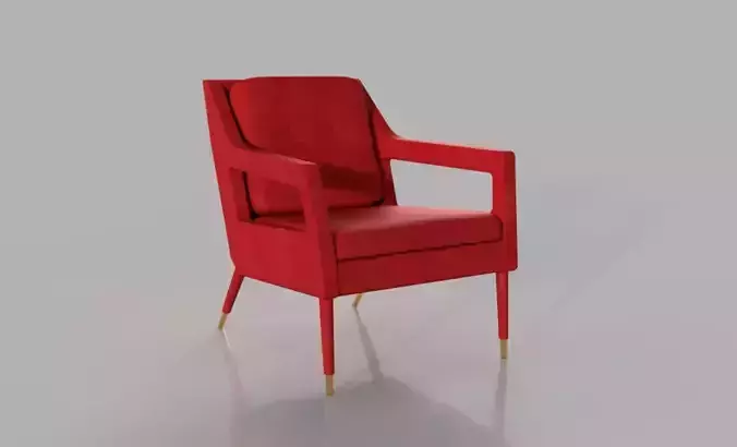 Red Armchair with metal legs 