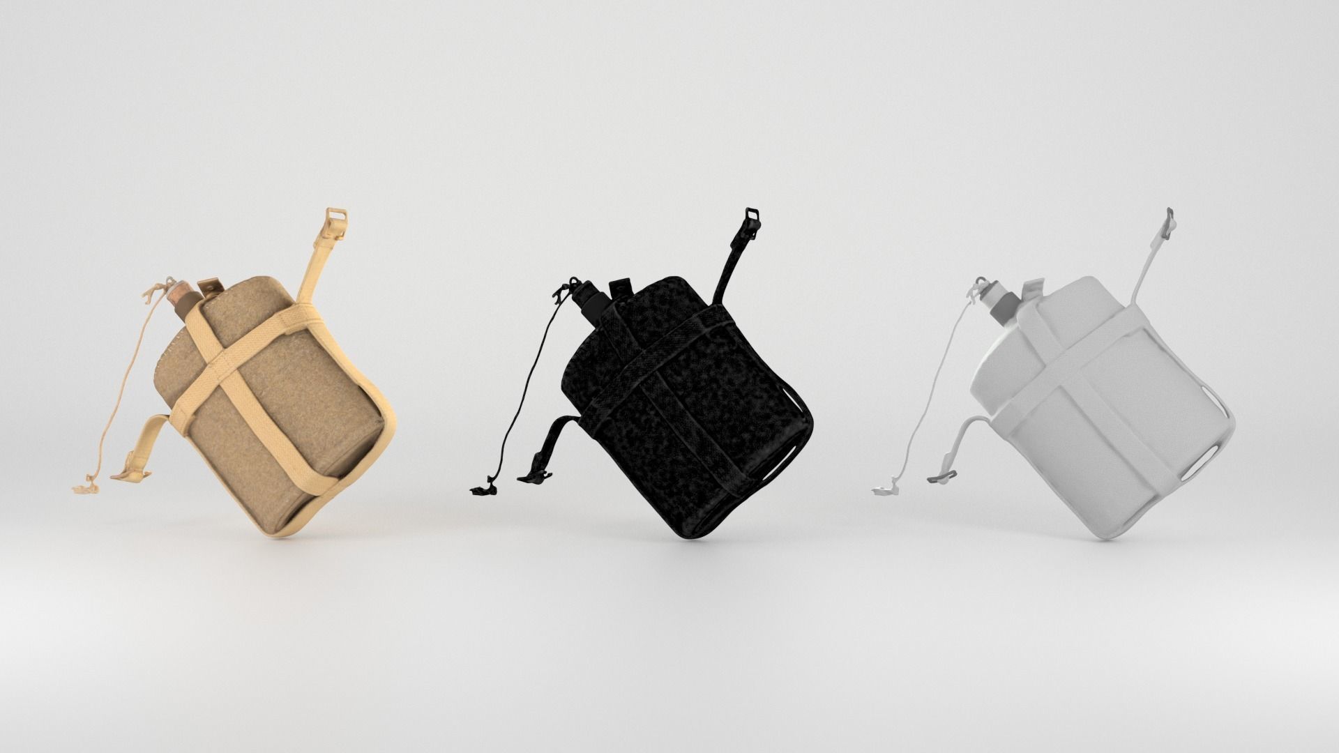 Military flask 37 Low-poly 3D model_4