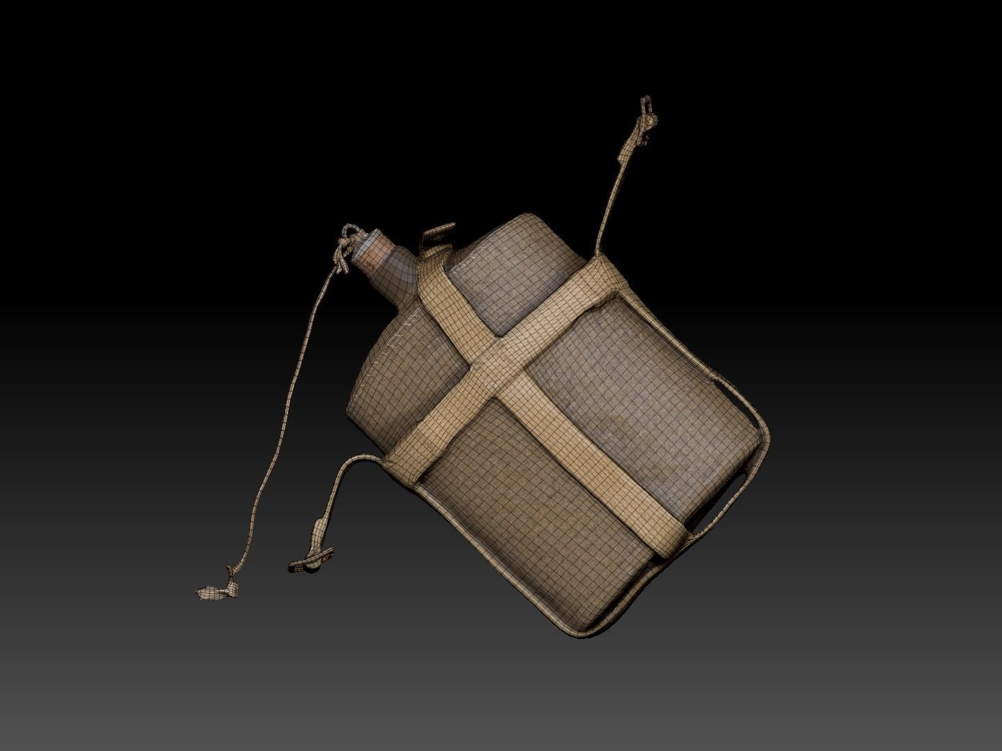 Military flask 37 Low-poly 3D model_6